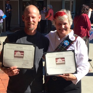 Katy Dickinson and Jack Fanning with Simple Servant Awards, 13 Nov 2016