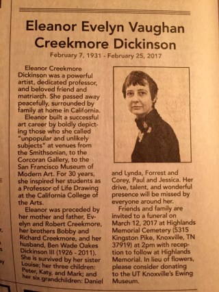 Eleanor Creekmore Dickinson Obituary March 2017