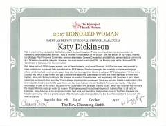 St Andrews Honored Women 2017 Certificate Katy Dickinson