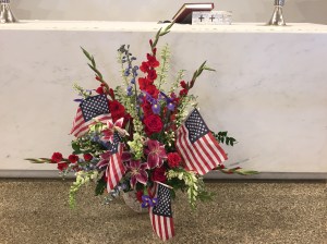 4th of July Independence Day flowers at Saint Andrew's Episcopal Church Saratoga California 2018