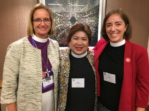 Bishop Mary Gray-Reeves, Rev. Ruth Casipit Paguio, Robin Denney at GC79, 5 July 2018, Austin TX