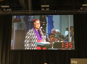 Katy Dickinson speaking on Israel-Palestine resolution GC79 on 9 July 2018