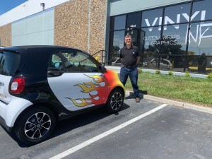 John Plocher 2017 SmartCar with flame wrap