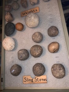 Sling stones at Bade Museum, Pacific School of Religion, Berkeley, Nov 2019