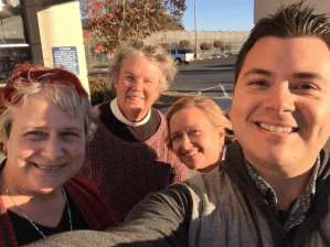 2017 Bishop Mary, Peggy Bryan, Joel Martinez, Katy Dickinson at Elmwood Jail