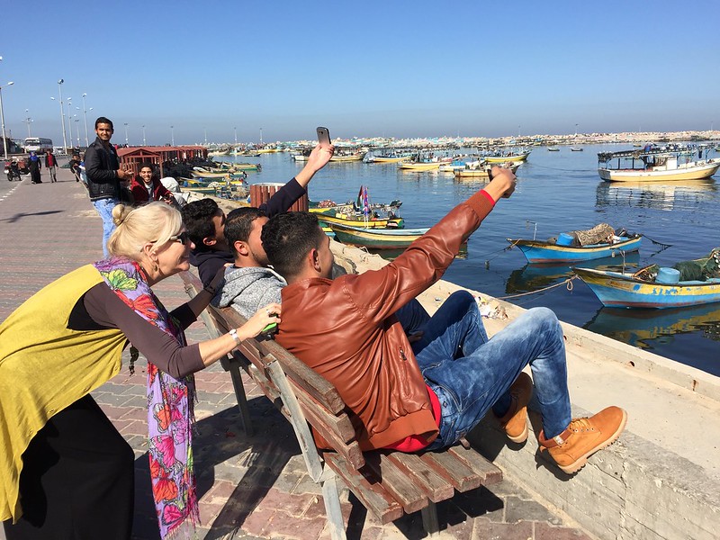 Eileen Brewer at Gaza City harbor, Feb 2016
