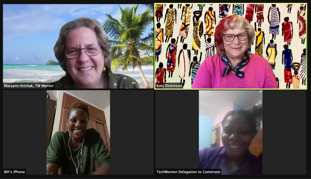 TechWomen Maryann Hrichak, Katy Dickinson, Janet Bih Fofang, Gisele Beatrice Sonfack, Zoom 2021-06-15
