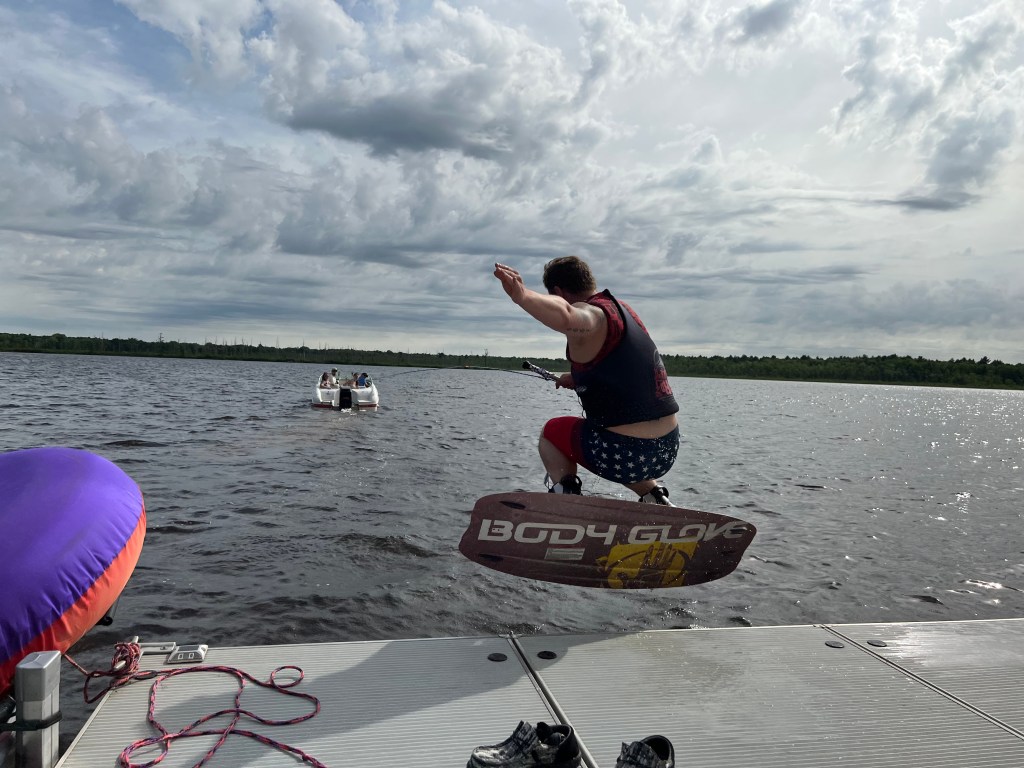 Plocher boating on Loon Lake, Wisconsin June 2022