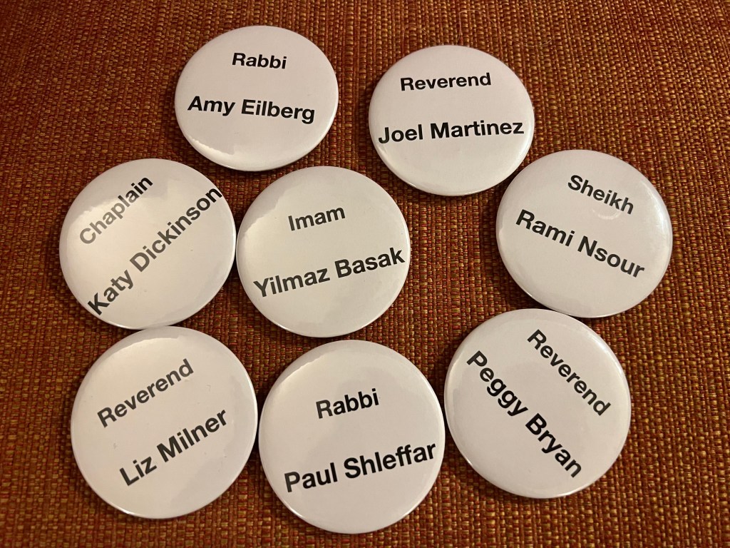 Interreligious Panel name buttons, 25 Aug 2023