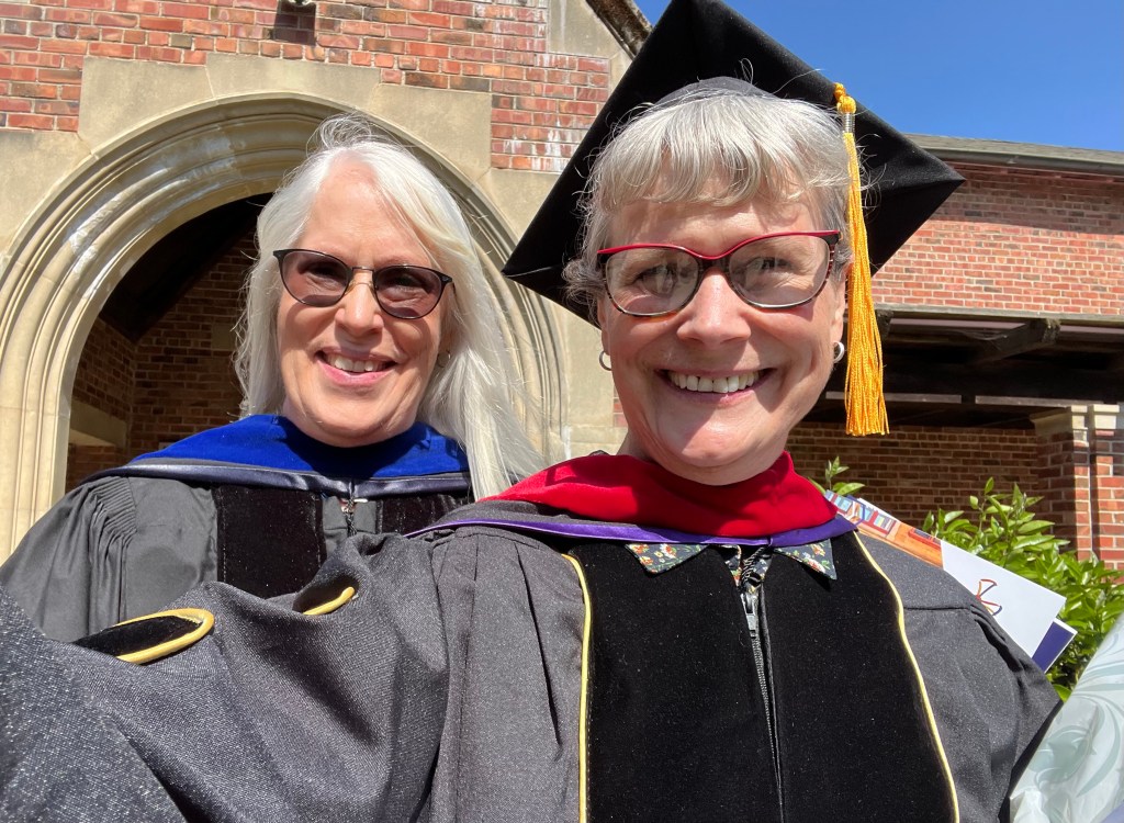 Katy Dickinson, Dean LeAnn Snow Flesher, doctoral graduation 17 May 2025